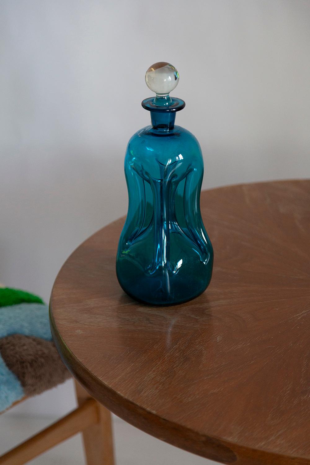 Medium Mid Century Holmegaard Glasswork Blue Vase Decanter, Denmark, 1960s In Excellent Condition In 05-080 Hornowek, PL