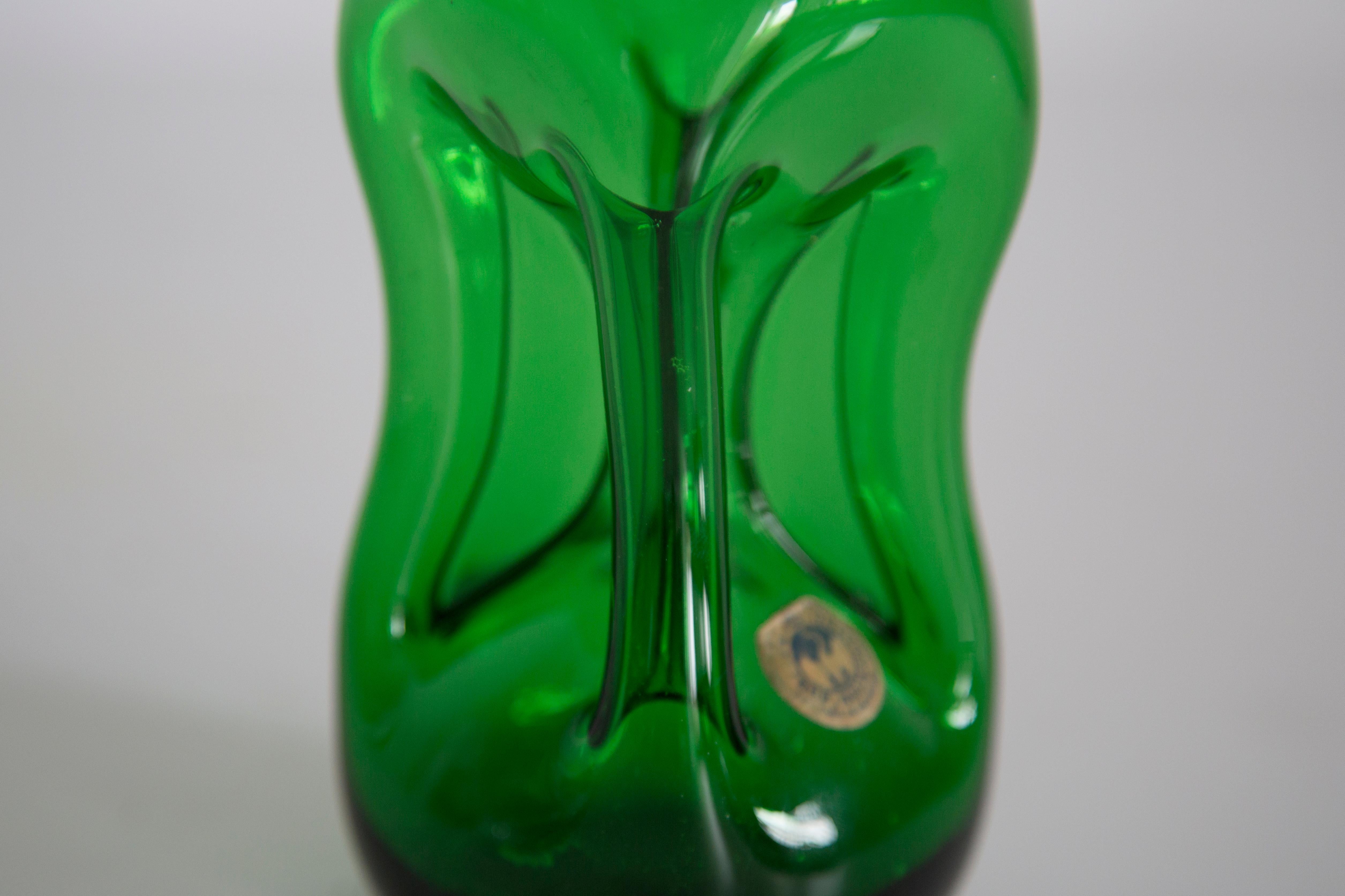 Medium Mid Century Holmegaard Glasswork Green Vase Decanter, Denmark, 1960s For Sale 5