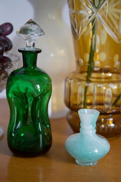 Medium Mid Century Holmegaard Glasswork Green Vase Decanter, Denmark, 1960s