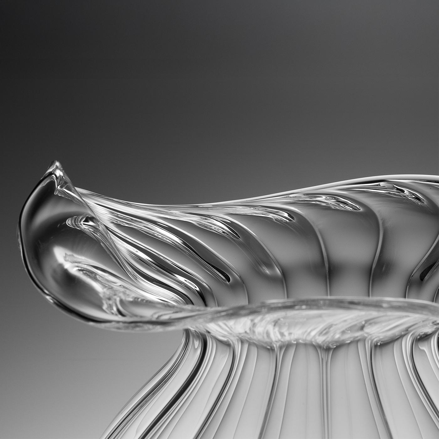 Medium Millerighe Round Clear Glass Vase by Casarialto For Sale 1
