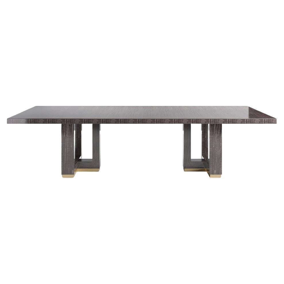 Table de salle à manger Hamilton moderne de taille moyenne en bois anégrane gris galuchat