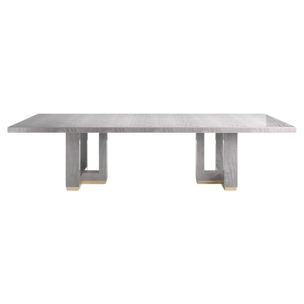 Table de salle à manger Hamilton moderne de taille moyenne en bois anégrane gris foncé