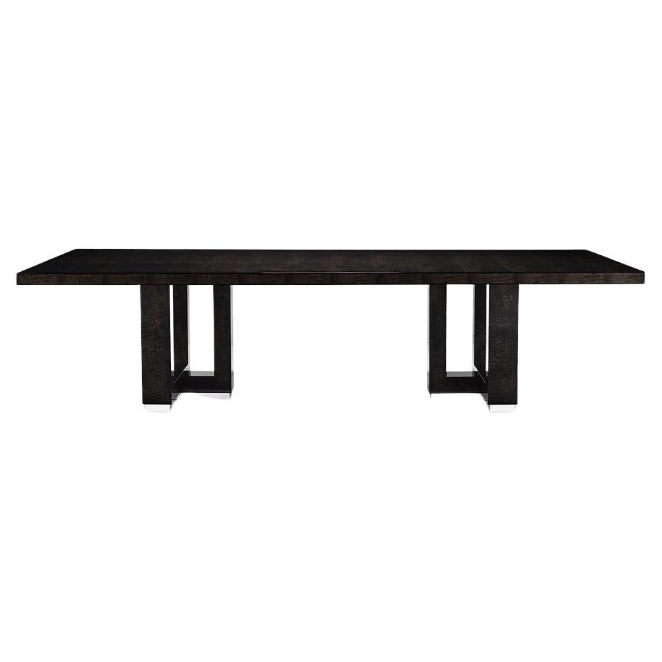 Medium Modern Hamilton Dining Table in Sycamore Black Wood For Sale