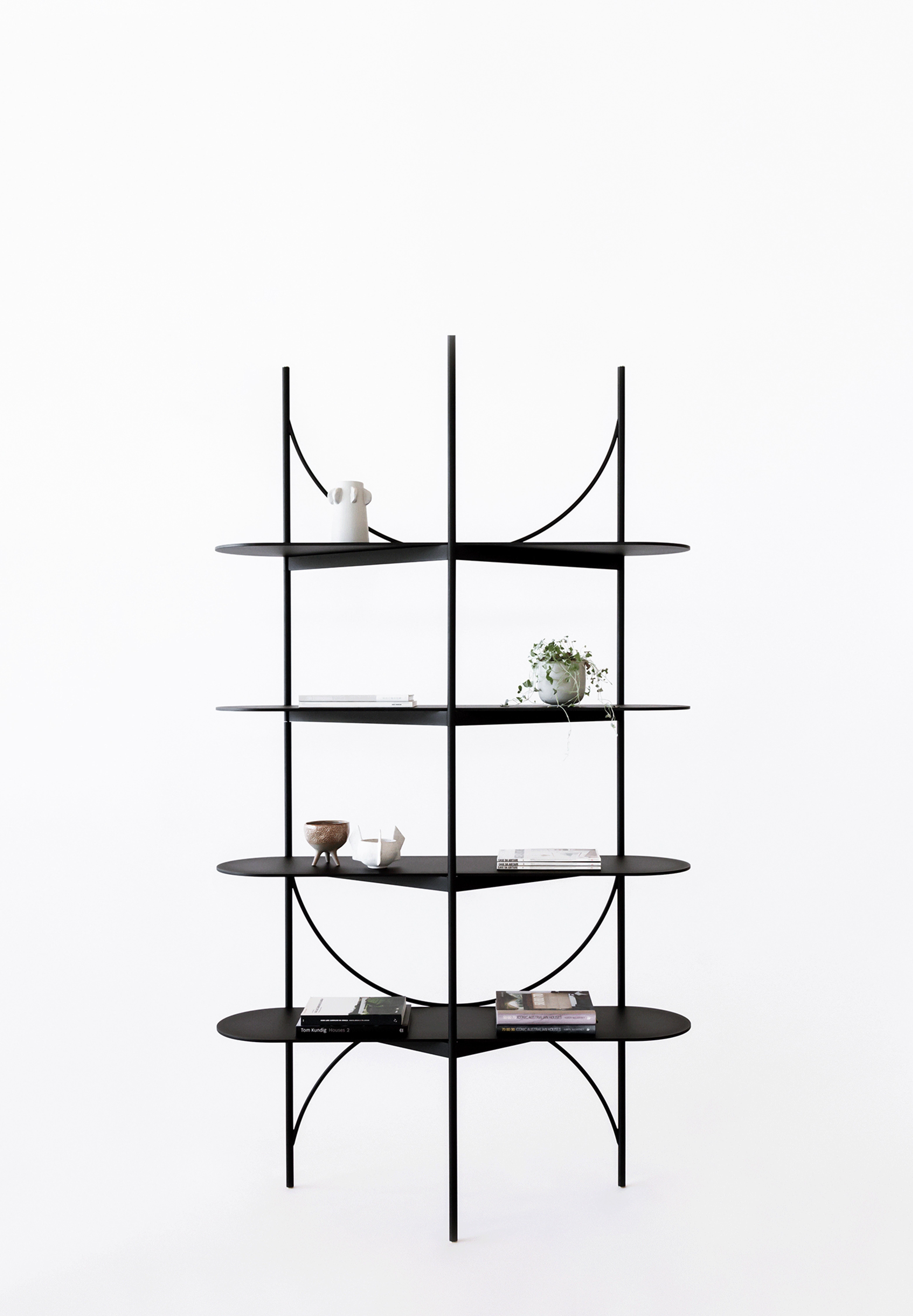 Medium Moored shelving by Rosanna Ceravolo
Dimensions: W 140 x D 42 x H 245 cm
Materials: Powdercoated metal with brass detailing.
Also available in different dimensions and colors.


Rosanna Ceravolo is a Melbourne based architect whose multi