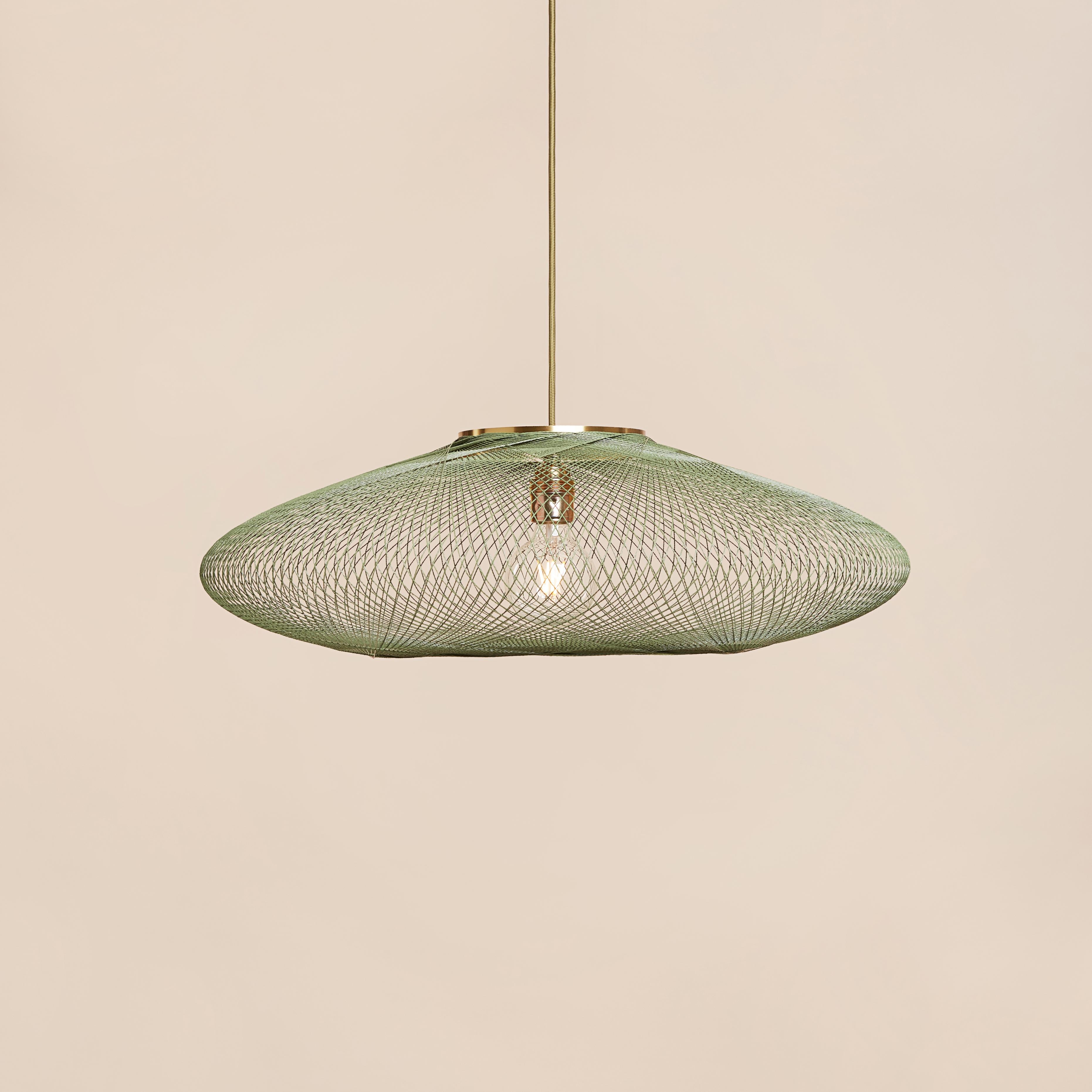 Post-Modern Medium Moss Green UFO Pendant Lamp by Atelier Robotiq For Sale