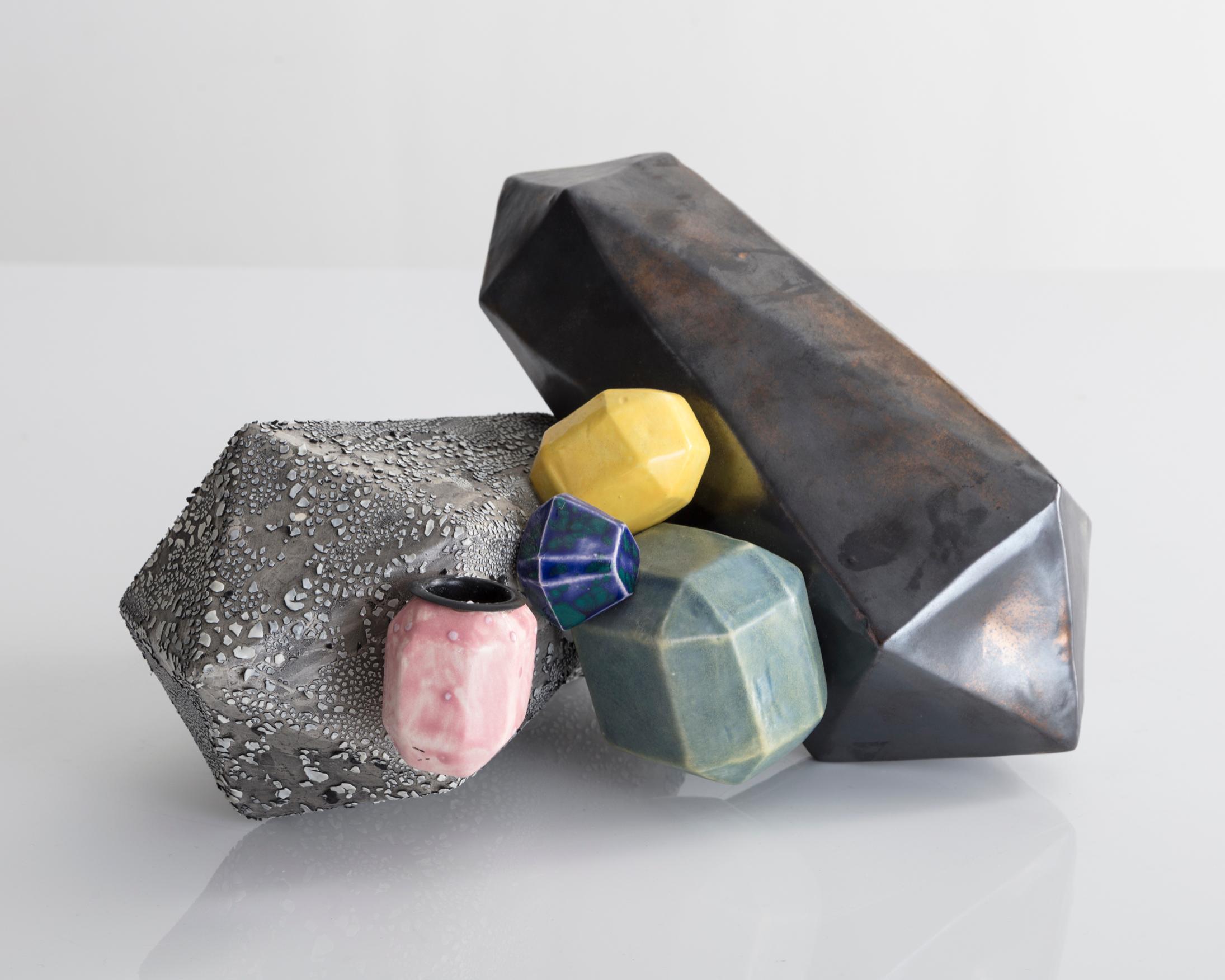 Modern Medium Multi-Color Gem Cluster in Glazed Ceramic by Kelly Lamb, 2017