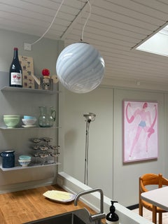 Medium Murano Candy Pendant Soft Blue Swirl D: 30 cm