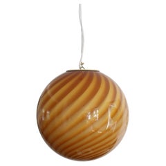 Medium Murano Vintage Candy pendant amber orange swirl glass, made in Italy