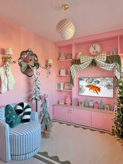 Medium Murano Vintage Candy Anhänger cremefarbenes caramelfarbenes Wirbelglas, hergestellt in Italien