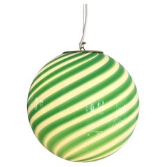 Medium Murano Vintage Candy Pendelleuchte in Grün/Weiß mit grünem / weißem Wirbel, hergestellt in Italien