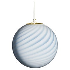 Medium Murano Vintage Candy pendant soft blue swirl glass, made in Italy