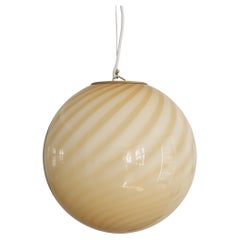 Medium Murano Vintage Candy pendant soft yellow swirl glass, made in Italy