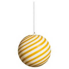 Medium Murano Vintage Candy Anhänger gelb / weiß swirl, hergestellt in Italien
