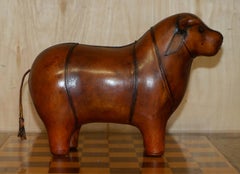 MEDiUM NEW OLD STOCK LIBERTY STYLE OMERSA BROWN BULL COW LEATHER FOOTSTOOL