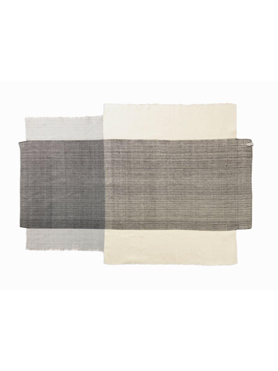 Medium Nobsa rug by Sebastian Herkner
Materials: 100% natural virgin wool. 
Technique: Hand-woven in Colombia.
Dimensions: W 274 x L 190 cm 
Available in colors: grey/ grey/ cream, grey/ ochre/ cream, red/ ochre/ cream, blue/ mint/ cream, rose/