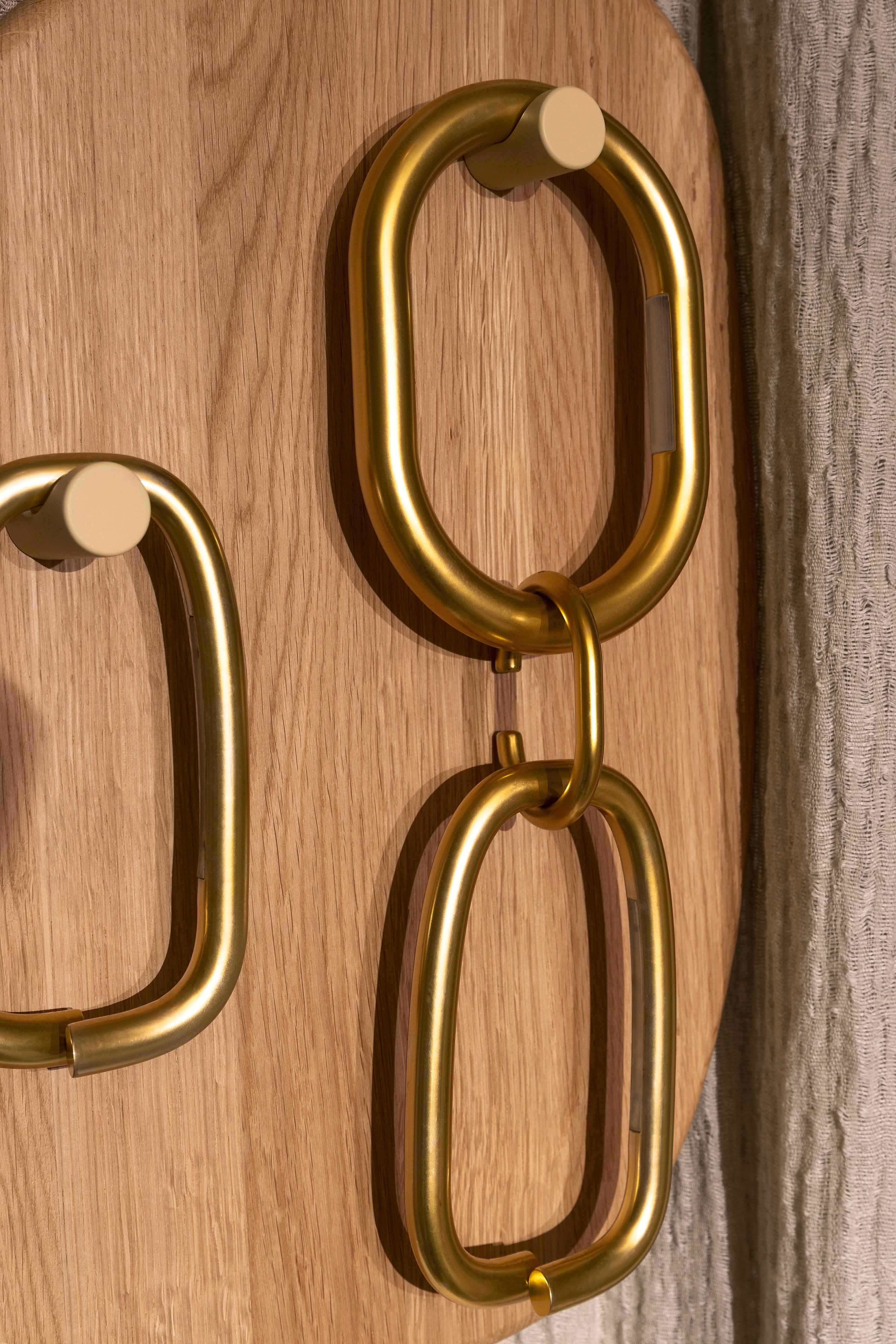 Metal Medium Notearrings Oak Wall Lamp by Virginia Arlotto For Sale