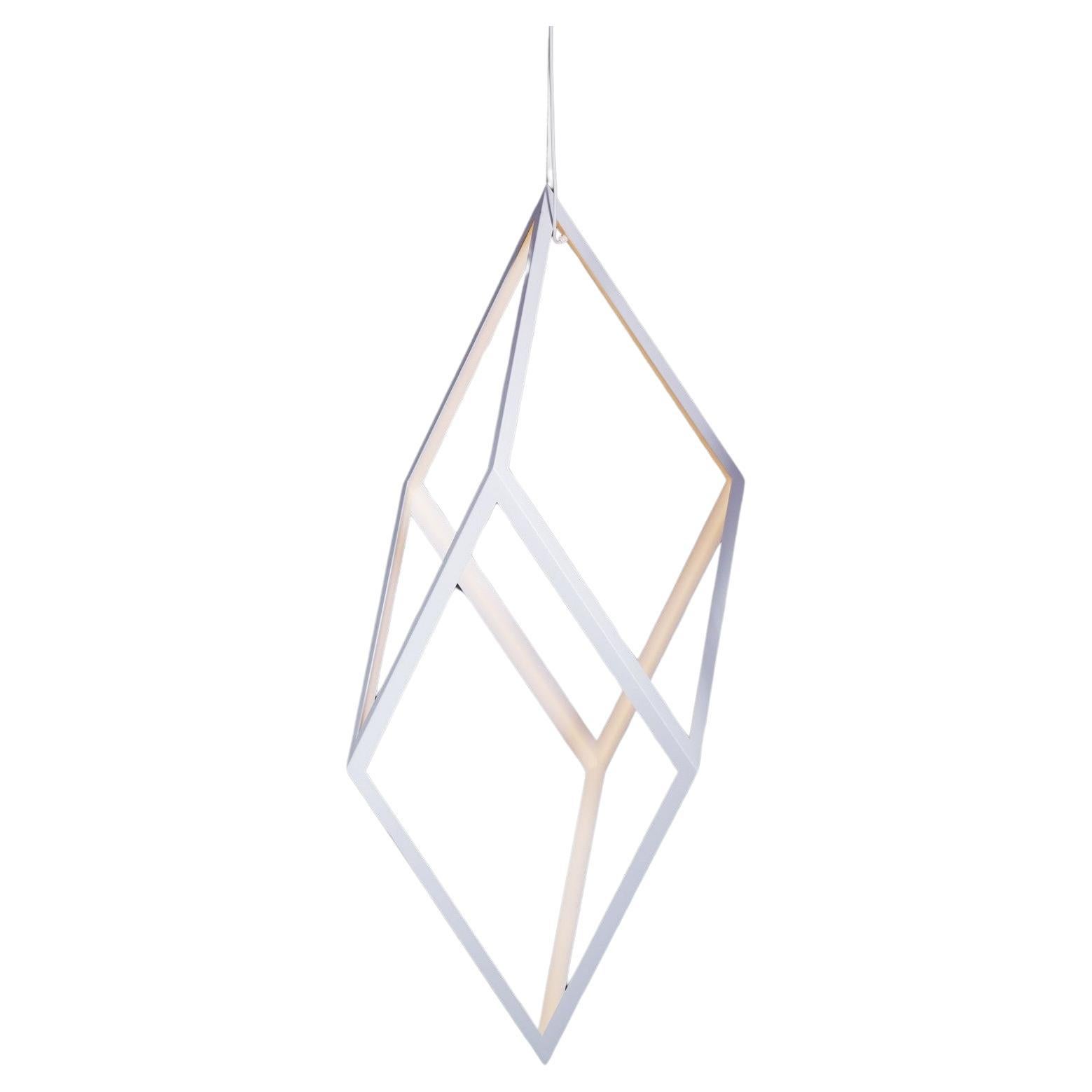 Lampada a sospensione media a rombi in alluminio bianco opaco di Christopher Boots in vendita