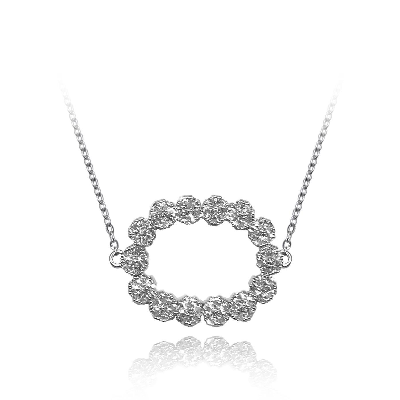 Modern Medium Oval Blossom Gemstone Necklace For Sale