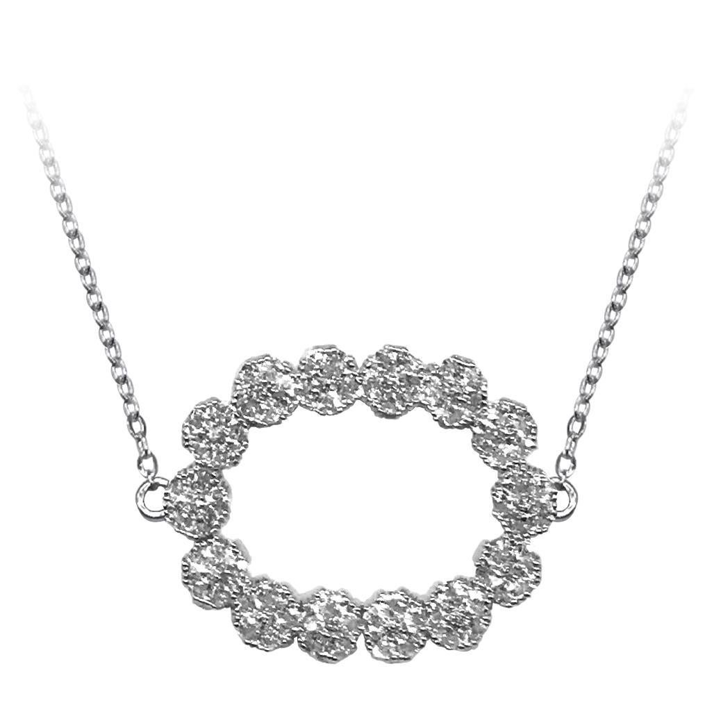 Medium Oval Blossom Gemstone Necklace For Sale