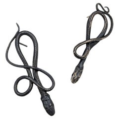 Medium Oxidized Silver Serpentine Earrings