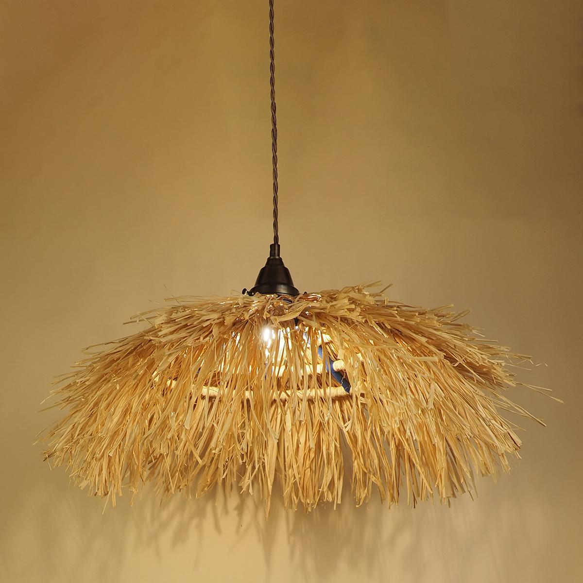Folk Art Medium Palapa Pendant By Nani Goods,  Ceramic Raffia Pendant For Sale