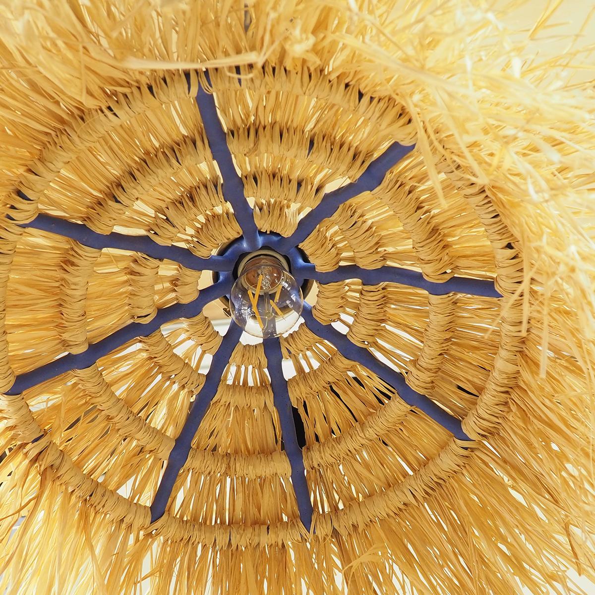 Medium Palapa Pendant By Nani Goods,  Ceramic Raffia Pendant In New Condition For Sale In South Pasadena, CA