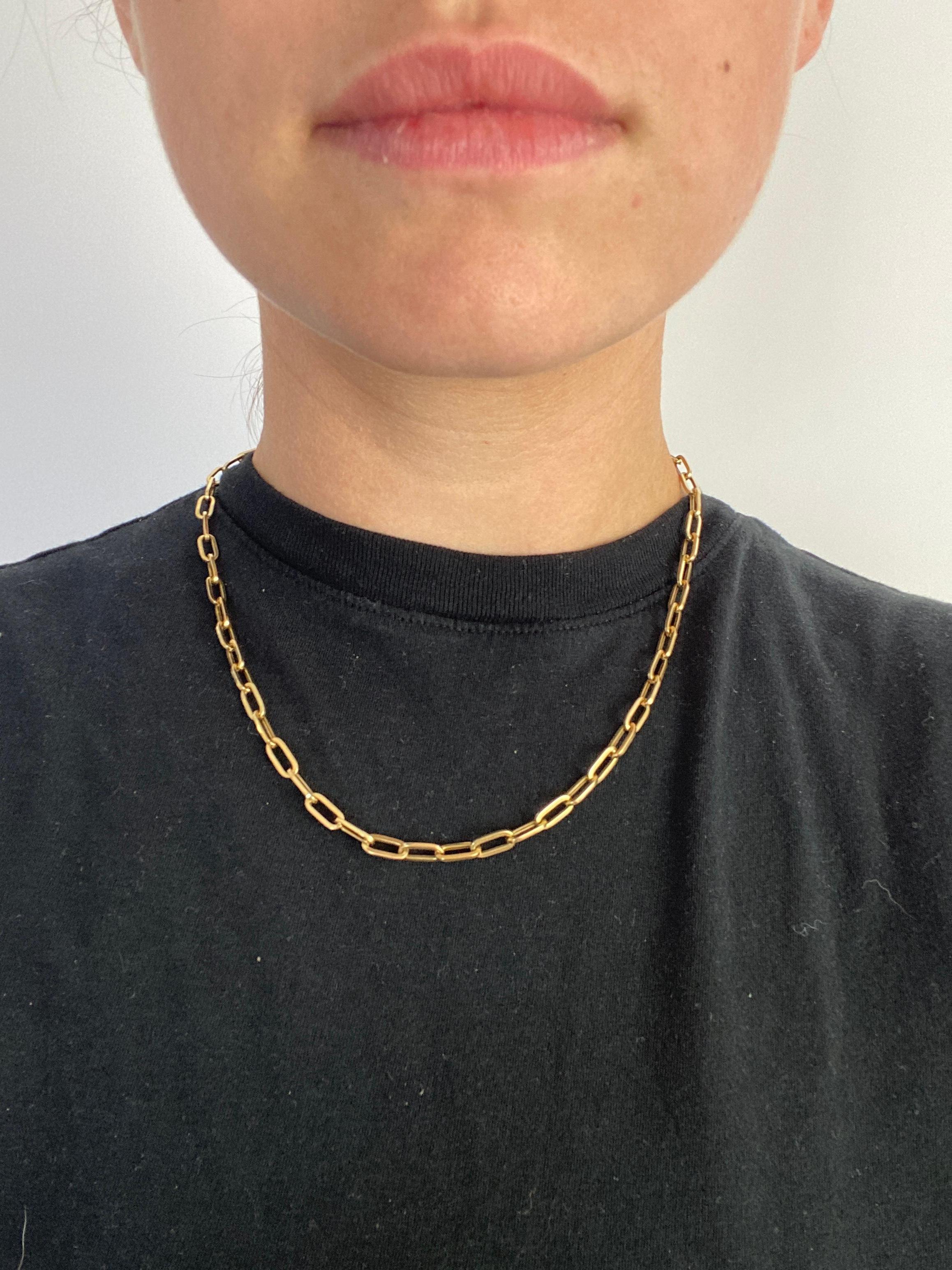 Medium Paperclip Chain Necklace, 14K Yellow Gold 1