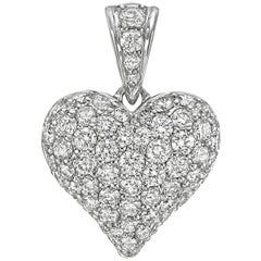 Medium Pavé Diamond Domed Heart Pendant
