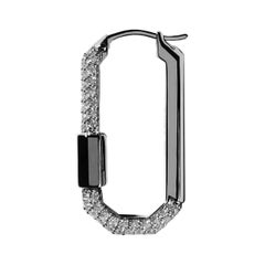 AS29 Medium Pave Diamond Single Lock Earring in 18k Black Gold