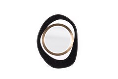 Medium "Peacock" Mirror in Black Pen Shell, Bronze-Patina Brass by R&Y Augousti