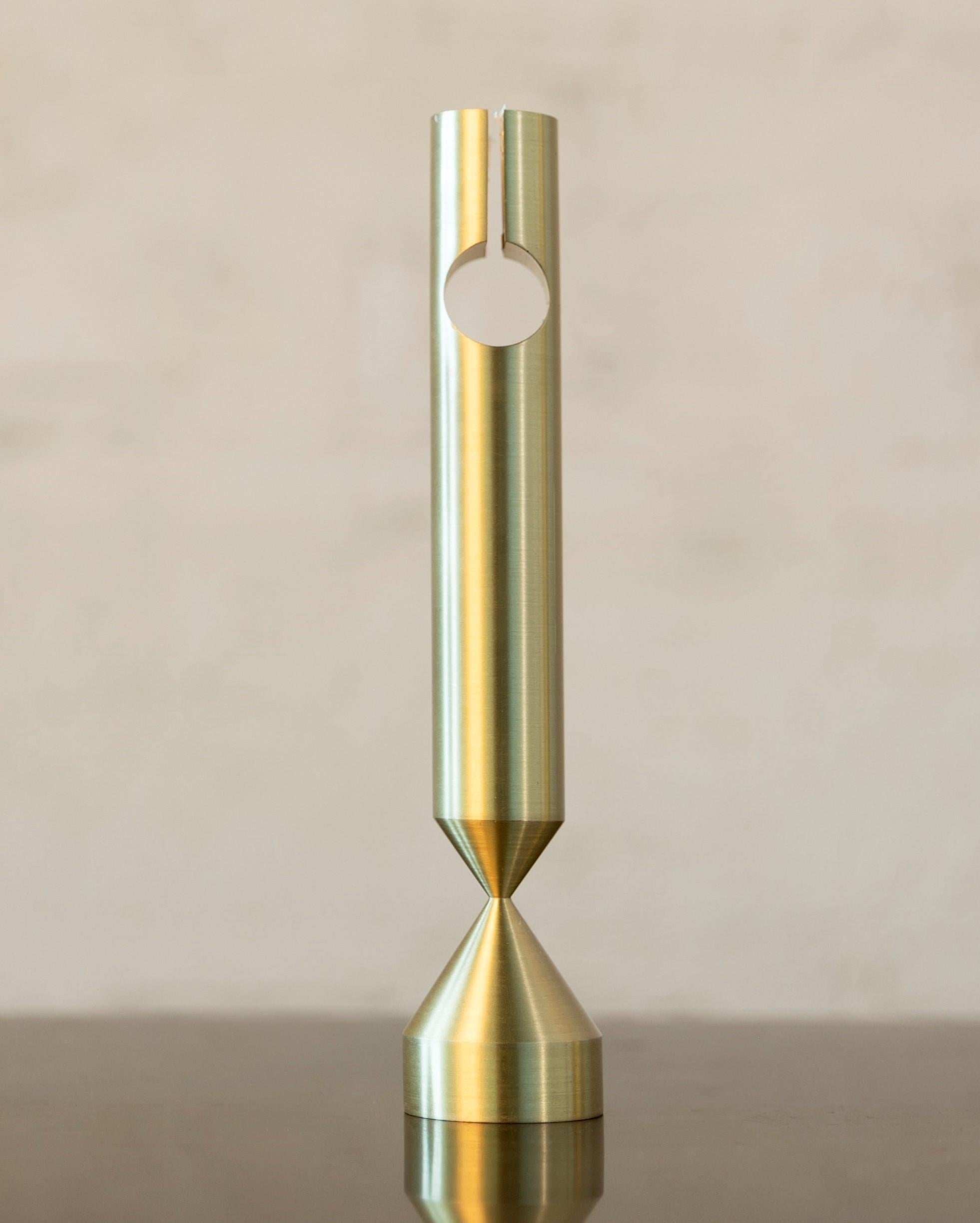 Medium pillar brass candlestick by Gentner Design
Dimensions: D 3.8 x H 16.3 cm
Materials: brush raw brass
Available in brush raw brass and darkened brass.
Available in small, medium and large.

Gentner Design
Rooted in a language of