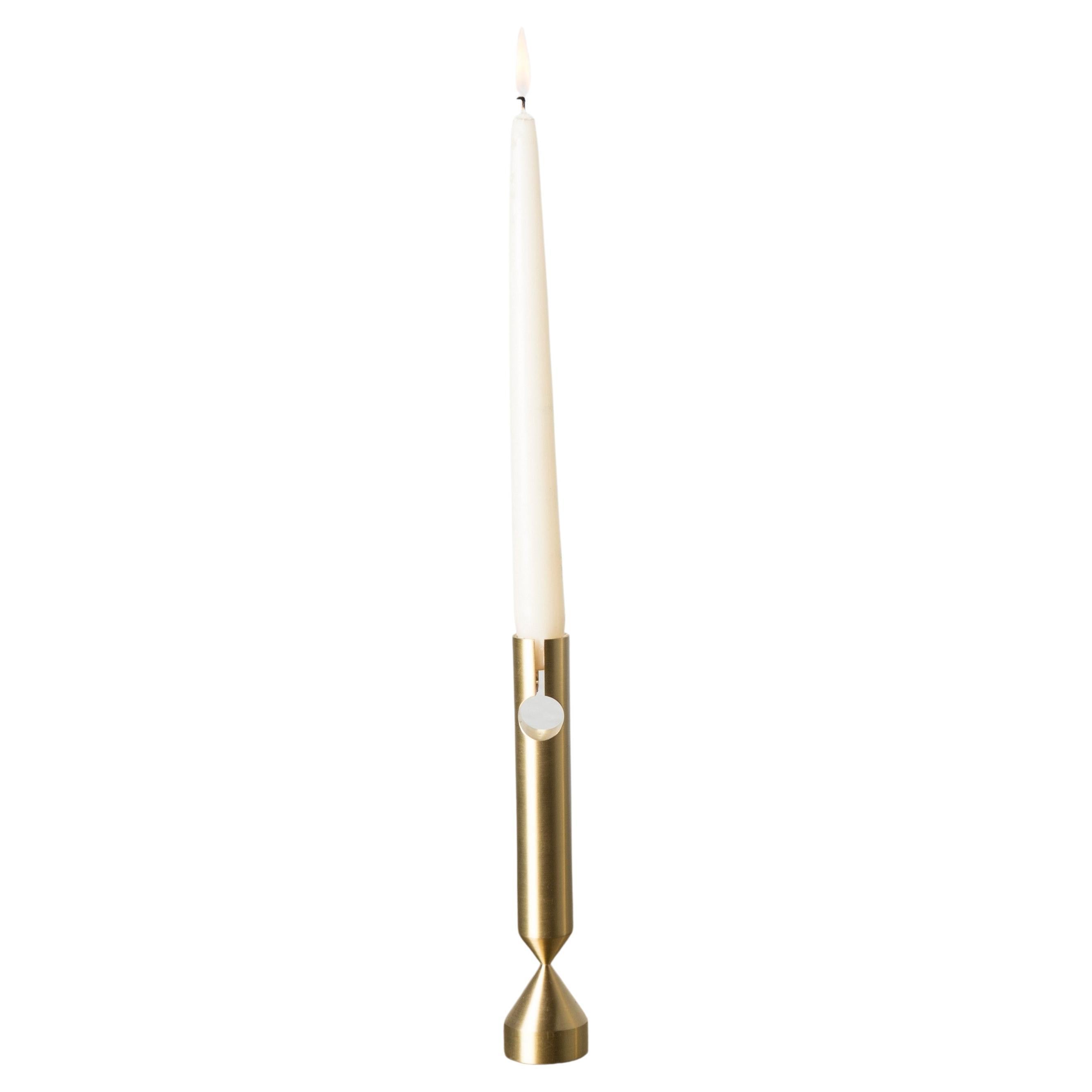 Medium Pillar Brass Candlestick by Gentner Design For Sale
