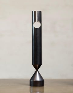 Medium Pillar Darkened Brass Candlestick by Gentner Design