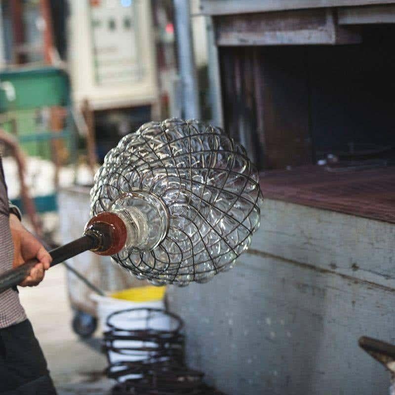 Lampada a sospensione media 'Pinecone' in vetro trasparente e cromo per Fontana Arte in vendita 7