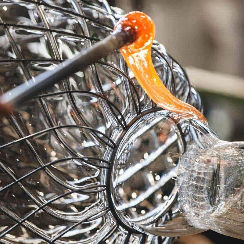 Lampada a sospensione media 'Pinecone' in vetro trasparente e cromo per Fontana Arte in vendita 6