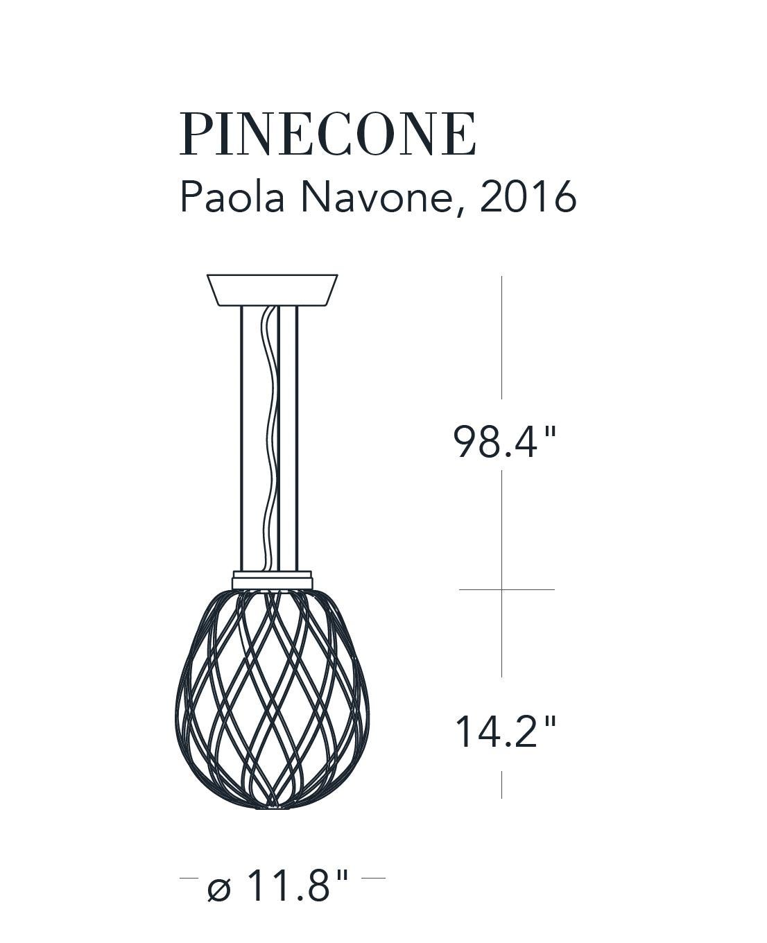 Metal Medium 'Pinecone' Suspension Lamp in Glass & Chrome for Fontana Arte