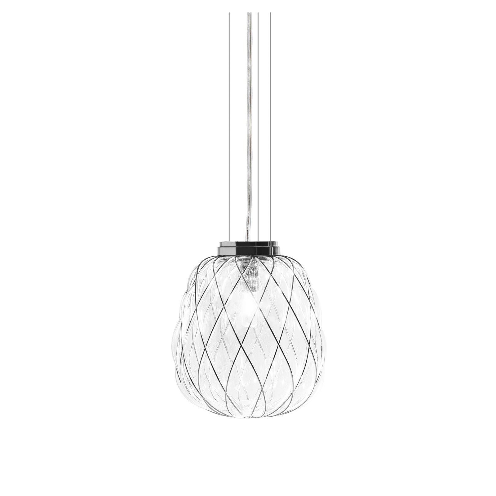 Medium 'Pinecone' Suspension Lamp in Glass & Gold Metal for Fontana Arte 3