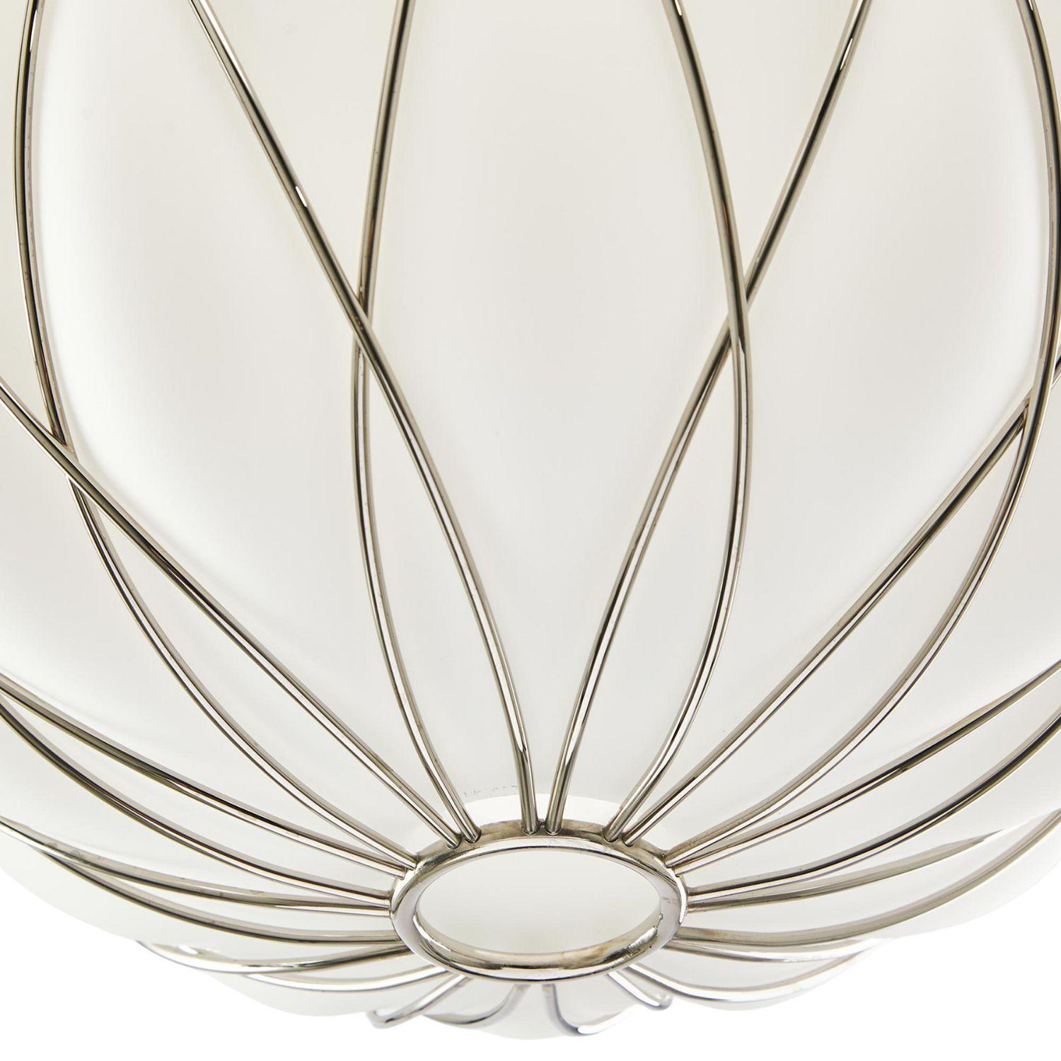 Mid-Century moderno Lampada a sospensione media 'Pinecone' in vetro opalino e cromo per Fontana Arte in vendita