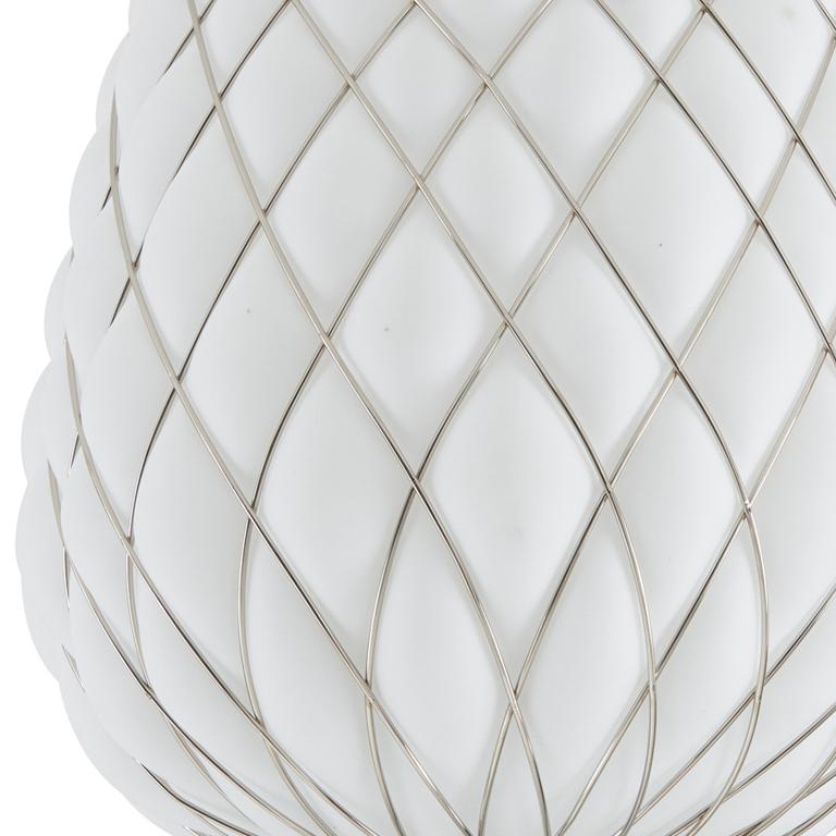 Medium 'Pinecone' Suspension Lamp in Opaline Glass & Gold Metal for Fontana Arte For Sale 7
