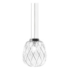 Medium 'Pinecone' Suspension Lamp in Transparent Glass & Chrome for Fontana Arte