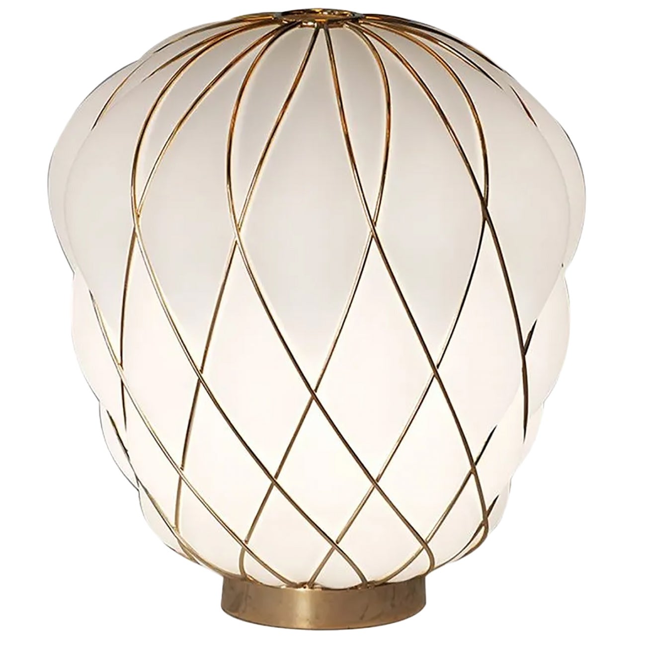 Medium Tischlampe „Pinecone“ aus Opalglas und Chrommetall für Fontana Arte im Angebot 2