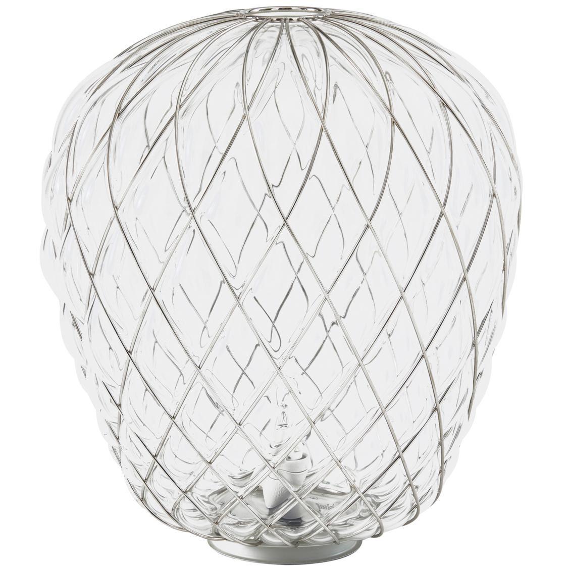 Medium Tischlampe „Pinecone“ aus Opalglas und Chrommetall für Fontana Arte im Angebot 3
