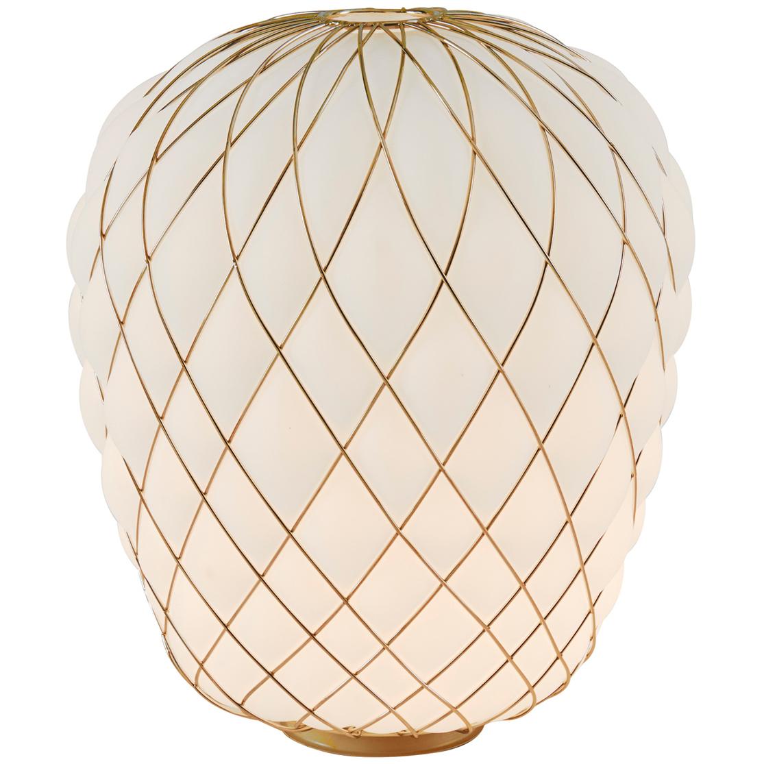 Medium Tischlampe „Pinecone“ aus Opalglas und Chrommetall für Fontana Arte im Angebot 4