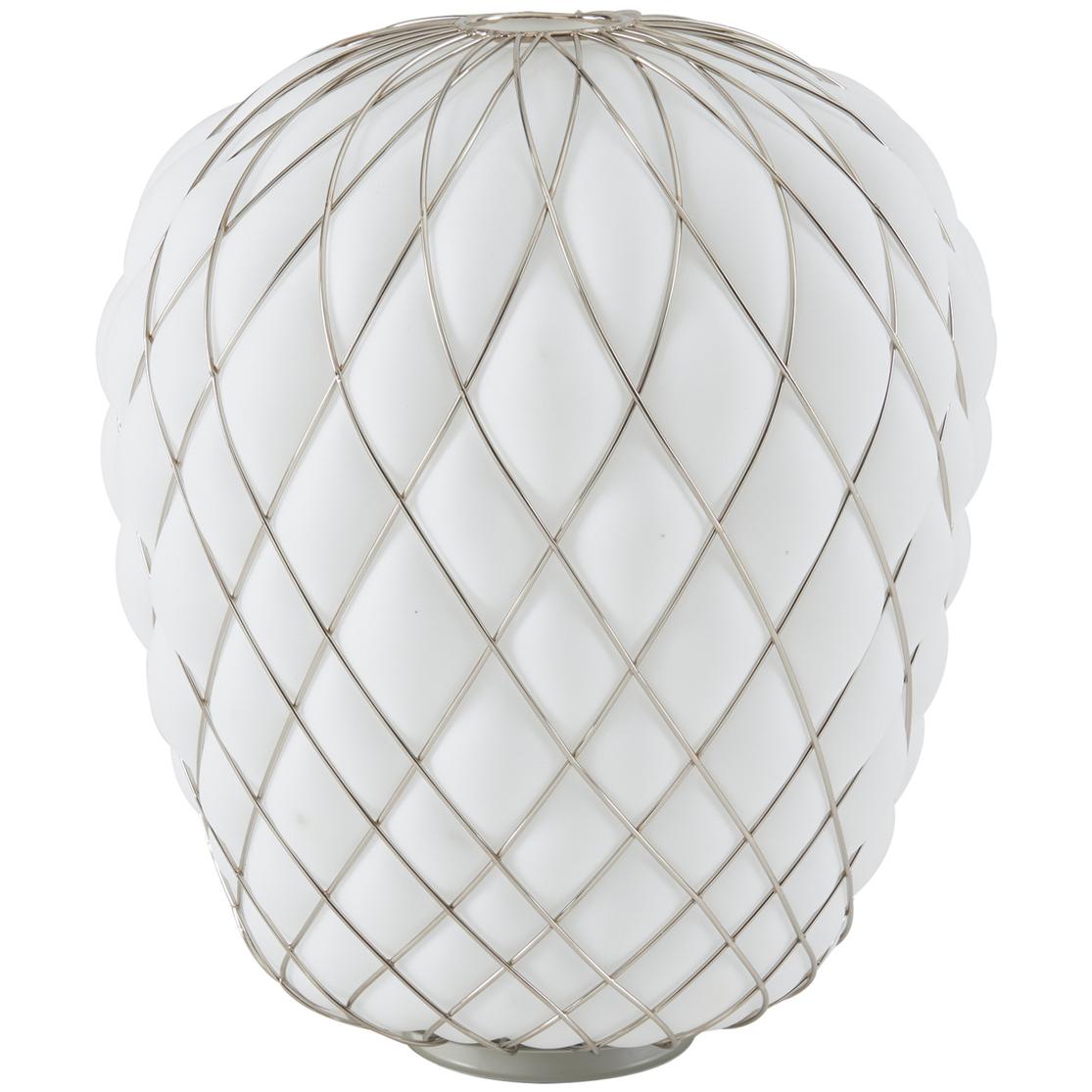 Medium Tischlampe „Pinecone“ aus Opalglas und Chrommetall für Fontana Arte im Angebot 5