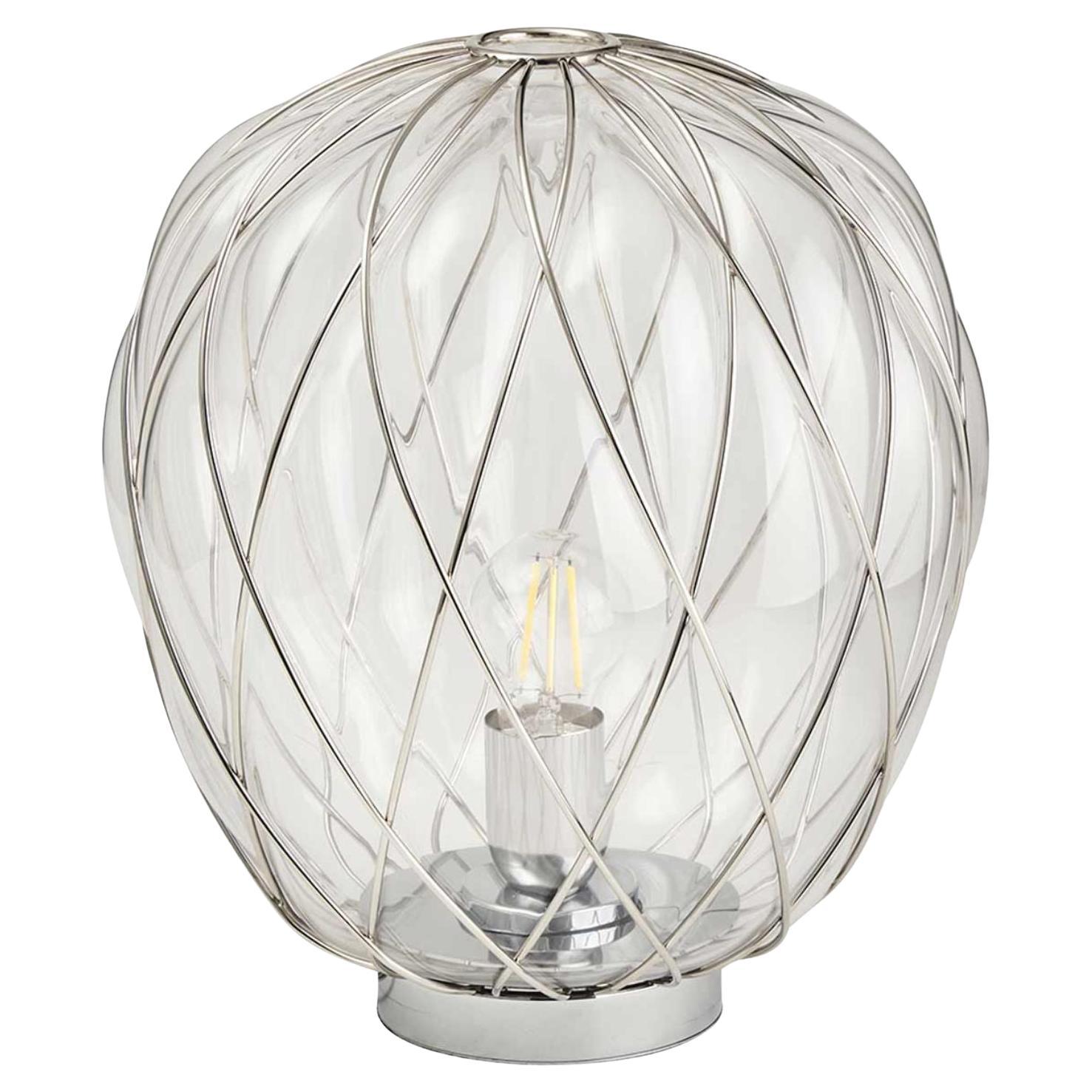 Medium Tischlampe „Pinecone“ aus Opalglas und Chrommetall für Fontana Arte im Angebot 6