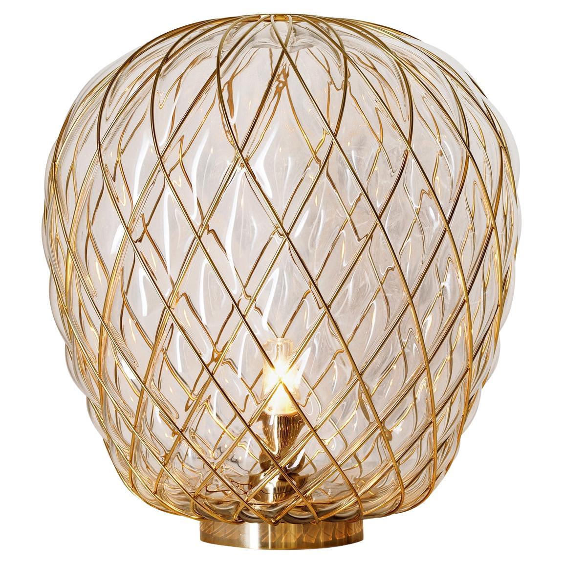 Medium Tischlampe „Pinecone“ aus Opalglas und Chrommetall für Fontana Arte im Angebot 1