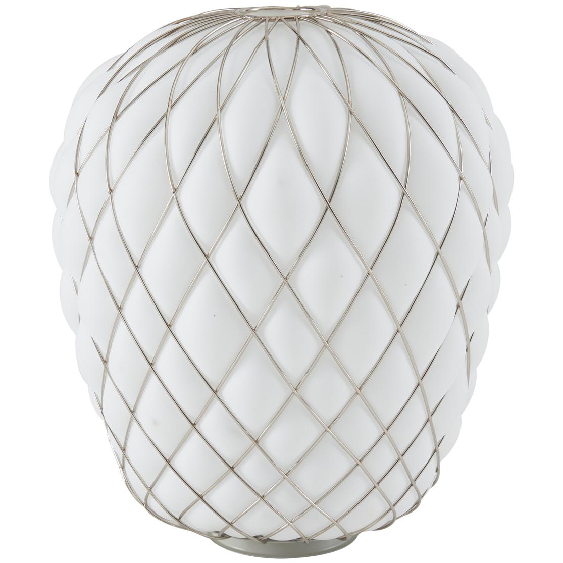 Medium 'Pinecone' Table Lamp in Opaline Glass & Gold Metal for Fontana Arte 6