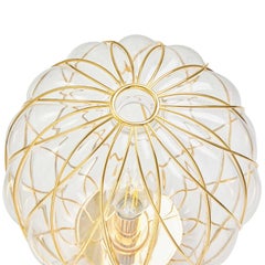 Medium 'Pinecone' Table Lamp in Transparent Glass & Gold Metal for Fontana Arte