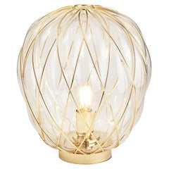 Lampe de bureau Pinecone en verre transparent et métal doré pour Fontana Arte