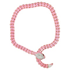 Medium Pink Enamel Snake Necklace